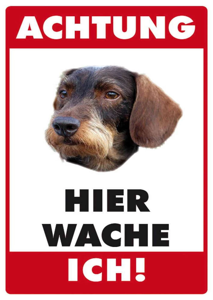 Blechpostkarte Hier wache ich - Dackel, 11 x 15 cm - Bild 1 von 1