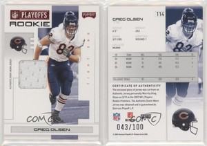 2007 Playoff NFL Playoffs Red Materials /100 Greg Olsen #114 Rookie RC