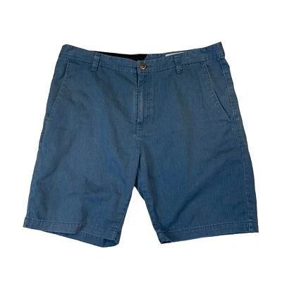 Volcom Shorts Mens 36 Slate Blue Cotton Blend Flat Front Casual Beach Chino - Image 1 of 4