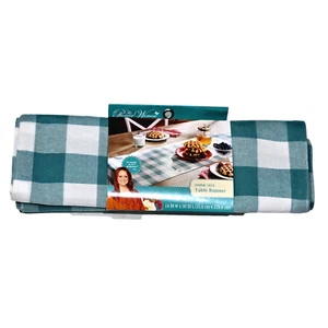 The Pioneer Woman Charming Check Table Runner 14x90in Teal - Picture 1 of 1