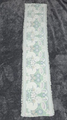 Vintage Easter Bunnies Tapestry Table Runner Spring Garden Floral 61x12" - Image 1 of 4