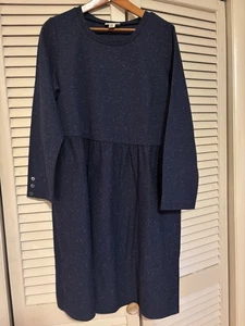 Vintage Appleseeds Kleid PL Navy Langarm Maxi bescheiden Empire Taille Made USA - Bild 1 von 6