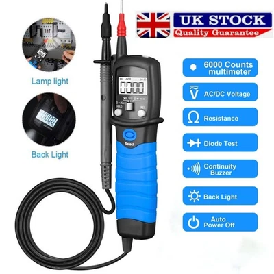 Digital Multimeter Pen Meter DC AC Voltage Ohm Continuity Tester Handheld 6000C - Image 1 of 4