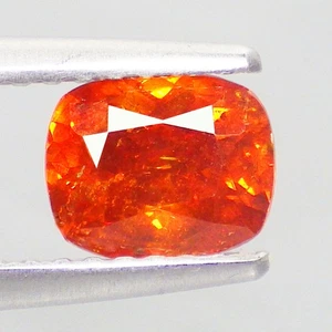 1.02 Cts FIVE STAR (6 x 5 mm) UNHEATED REDDISH ORANGE CUSHION SPAIN SPHALERITE - Picture 1 of 7
