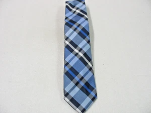Nautica Men's Neck Tie Narrow 3" Width Plaid Blue and White - Picture 1 of 3