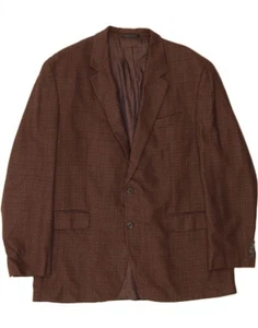 CHAPS Mens 2 Button Blazer Jacket UK 44 2XL Brown Check Lambswool BI10 - Picture 1 of 3
