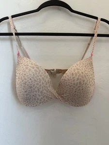 Victoria's Secret Plunge Twist Animal Print Strass beige pink 34C Bügel - Bild 1 von 11