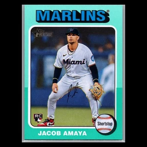 2024 Topps Heritage High Number #626 Jacob Amaya RC Aqua Border Miami Marlins - Picture 1 of 2
