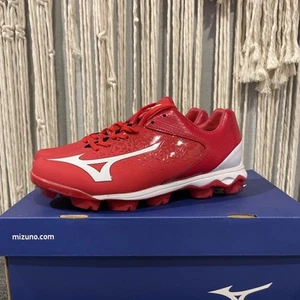 Mizuno Wave Select Nine Red and White Baseball Cleats Mens sz 6.5 NEW - Picture 1 of 9