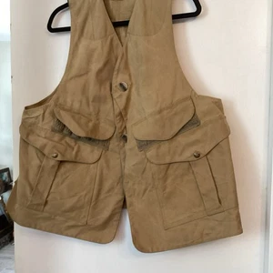 VTG Filson Dry Finish Tin Cloth Upland Hunting Vest Men's Large Bird Duck - Picture 1 of 18