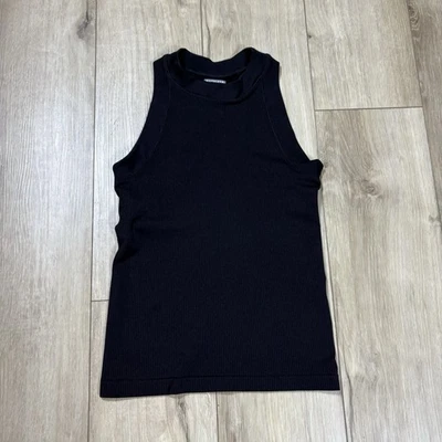 Camiseta sin mangas Athleta Renew espalda deportiva sin costuras XS negra acanalada cuello alto Foto 1 de 4