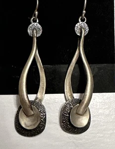 Women’s Silpada Sterling Silver 925 Drop Dangle Teardrop Twist Disc Earrings  - Picture 1 of 6