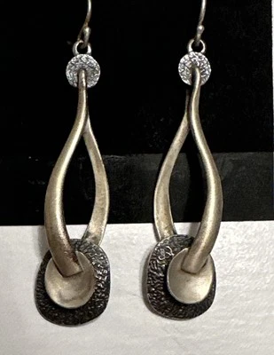 Women’s Silpada Sterling Silver 925 Drop Dangle Teardrop Twist Disc Earrings  - Image 1 of 4