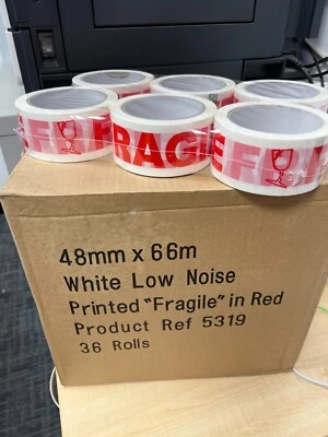 Printed Packaging Tape Fragile 48mm X 66m (36 Rolls) - Image 1 of 2