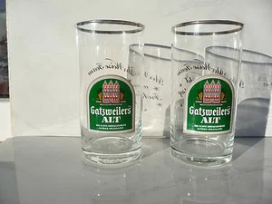 2x lot Gatzweilers beer glasses 1990 stars logo gold letters used rare 0.2l - Bild 1 von 3