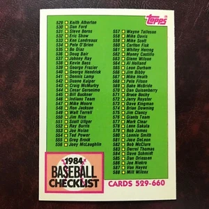 1984 Topps TIFFANY Set BASEBALL CHECKLIST 529-660 #646 ** MINT ** HIGH GRADE ** - Picture 1 of 2