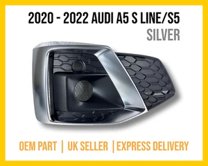 2020 - 2022 AUDI A5 S LINE S5 8W6 FRONT BUMPER RIGHT RH FOG GRILL TRIM - SILVER - Picture 1 of 15