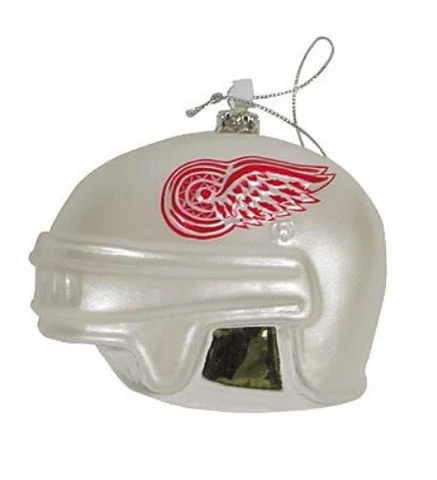 NHL Official Product Detroit Red Wings White Hockey Helmet Glass Ornament NIB Cover