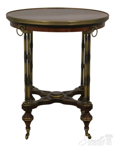 L56980EC: JOHN RICHARD Round Regency Brass & Mahogany Lamp Table Cover