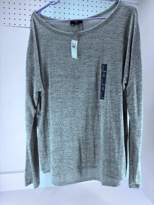 NUEVO CON ETIQUETAS GAP Mujer Manga Larga Gris Jaspeado Pullover Camisa Talla Grande Foto 1 de 2
