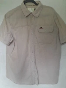 Mossy Oak Shirt Mens Large Beige Button Up Short Sleeves Lightweight - Picture 1 of 5