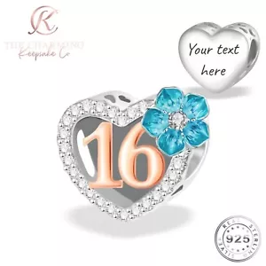 16th Birthday Charm Genuine 925 Sterling Silver -Personalised / Engraved - Picture 1 of 8