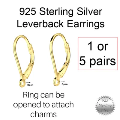 1 or 5 Pairs * Leverback Earring Fittings * 14ct Gold over 925 Sterling Silver - Image 1 of 4