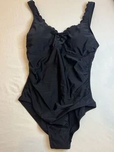Kona Sol Women's Scallop Edge One Piece Swimsuit Full Coverage Swimwear L 12/14 - Picture 1 of 7
