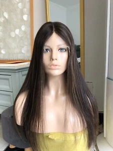 21" Lace Frontal Human Vigrin Hair Full Wig 1/7# - Picture 1 of 10