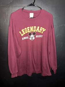 Vintage MICKEY MOUSE Long Sleeve T Shirt Adult Extra Large Red Legendary Y2K - Picture 1 of 7