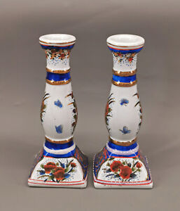 9139049 Paar Porzellan-Leuchter Asiatika handbemalt H23,5cm