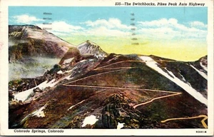 Vtg Colorado Springs CO The Switchbacks Pikes Peak Auto Highway View Postcard - Imagen 1 de 2