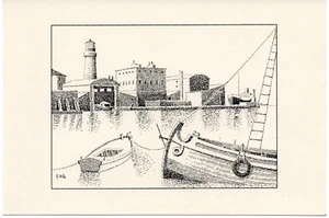 rts 023- TRIESTE Lanterna e Porto - Illustratore Giovanni Duiz - non VG - Imagen 1 de 1