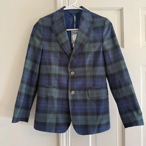 Vineyard Vines Boys Size 12 Blazer Green Tartan Plaid - Picture 1 of 6