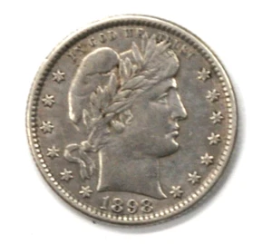 1898 O 25c Barbero Cuarto de Dólares de Plata Nueva Orleans Veinticinco Centavos AU - Imagen 1 de 6