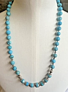 VINTAGE HAND MADE TURQUOISE GRADUATED NECKLACE 26CM - Picture 1 of 9