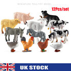 12pcs Small Farm Animals Figures Bundle Realistic Cows Kids Toys Model Playset