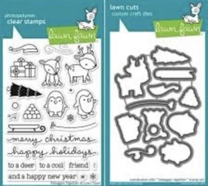 Lawn Fawn Sledding Buddies Stempel & Stanzformen Neu in Verpackung Weihnachten Winter Gefühle Pinguin - Bild 1 von 1