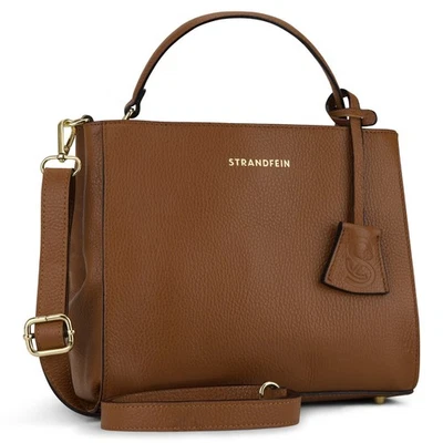 Strandfein Leder Handtasche ECHT LEDER Schultertasche in Cognac Ledertasche NEU - Bild 1 von 4