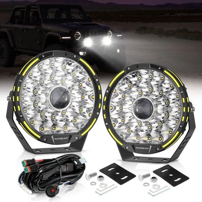 2 круглых светодиодных светильника-бампера Auxbeam 9 дюймов для Dodge Ram - Изображение 1 из 4