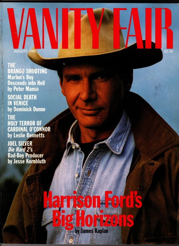1990 Vanity Fair August - Harrison Ford; Carrie Fisher; Brando; Virginia Madsen - Image 1 of 1