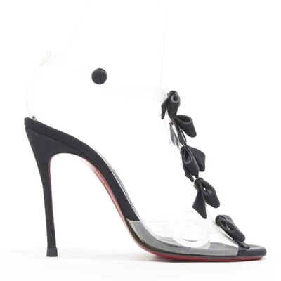 CHRISTIAN LOUBOUTIN Lazo Negro Cinta de grosgrain PVC Correa en T Sandalia Tacones EU36 Foto 1 de 4