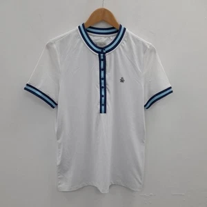 Penguin White Golf T-Shirt Size M Sportwear Buttoned Menswear Plain RMF06-ER - Picture 1 of 7