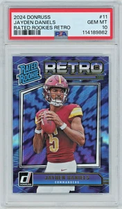 2024 Panini Donruss Rated Rookies Retro #11 Jayden Daniels Rookie RC PSA 10 - Bild 1 von 2