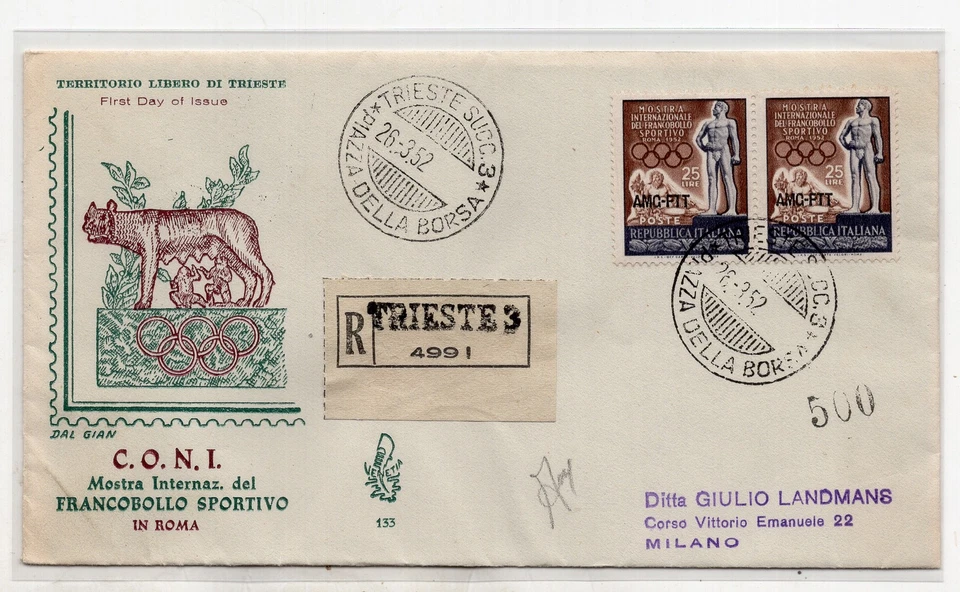 Sports stamp show no. 142 pair on FDC Venetia coll. - Image 1 of 1
