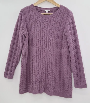 J. Jill Lavender Chenille Cable Knit Pullover Sz L Soft Cozycore - Image 1 of 4