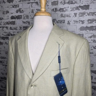 NUEVO Abrigo Deportivo Blazer Ibiza Mambo Beige Espiga 100% Seda 48R Ajuste A Medida Foto 1 de 4