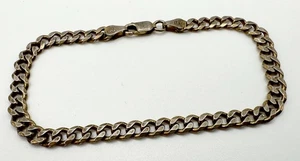 Vintage 925 Sterling Silver Flat Curb Link Bracelet Marked IBB Italy 7.1 Grams - Picture 1 of 10
