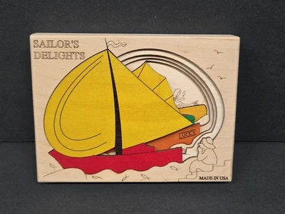 American Puzzle Company Sailor's Delights Wooden Layered Boats USA made - Image 1 of 4