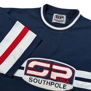 Vintage Southpole Sporting Gear USA T-Shirt Jersey Navy Blue Red White Mens XL - Picture 1 of 19